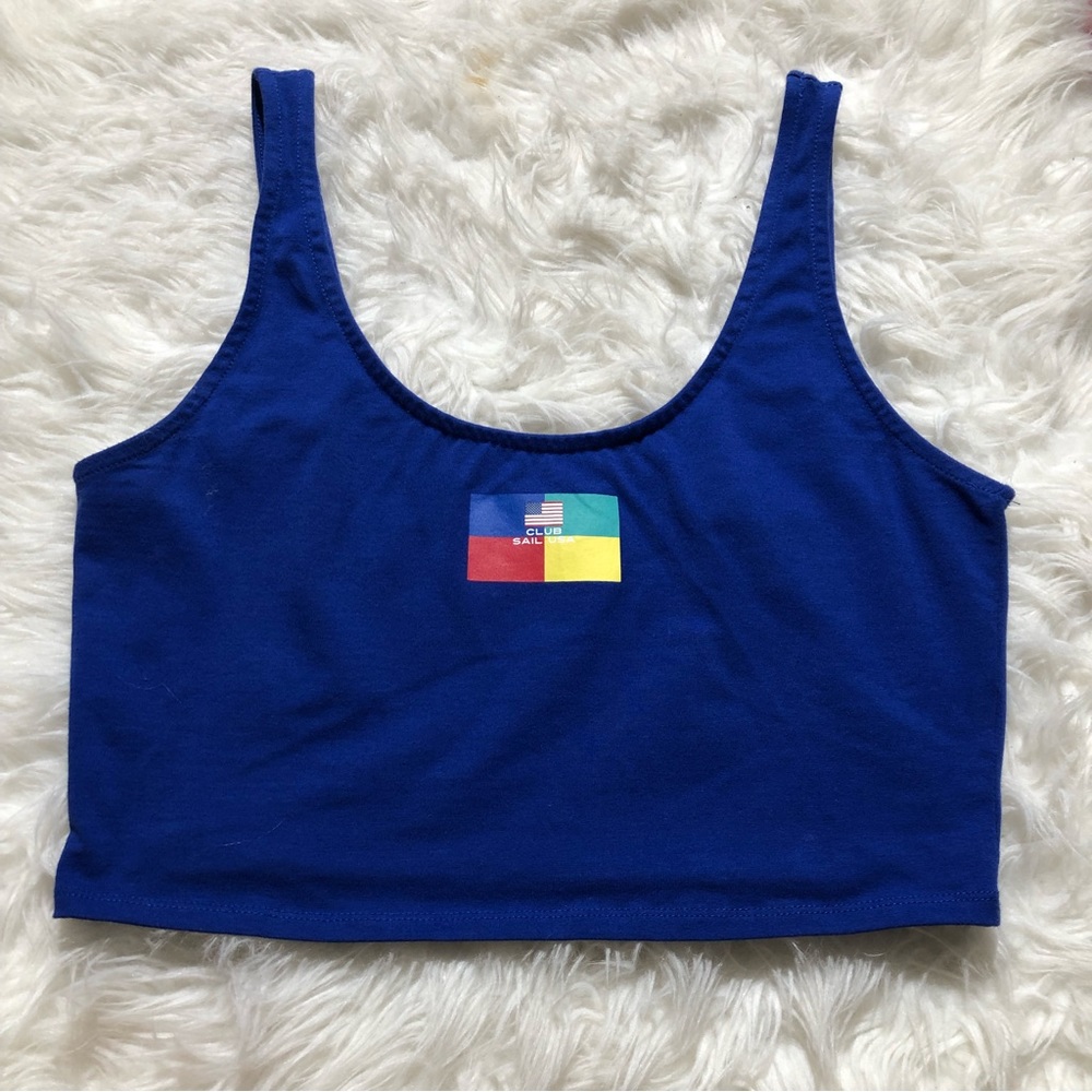 Forever 21 tank top flag graphic cropped tops tanks summer spring Large L cute